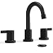3-Hole Low-Arch 2-Handle Widespread Bathroom Faucets with Valve And Metal Pop-Up Drain Assembly,Matte Black By Phiestina, WF15-1-MB