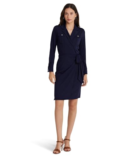 Lauren Ralph Lauren, Womens, Stretch Jersey Wrap Dress, Refined Navy, 16 at  Amazon Women's Clothing store