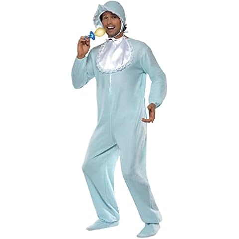 Smiffys Herren Kostüm Baby in blau Strampler mit Mütze Karneval Fasching Cover