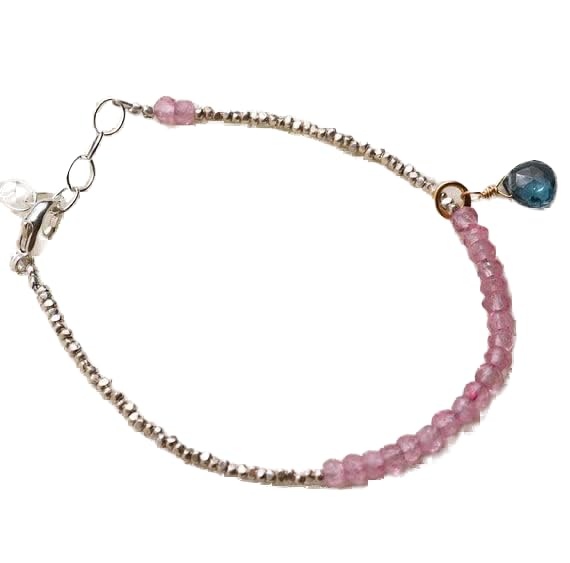 Bracelet grenat et topaze bleue LKBEADS empilable 7 pouces réglable