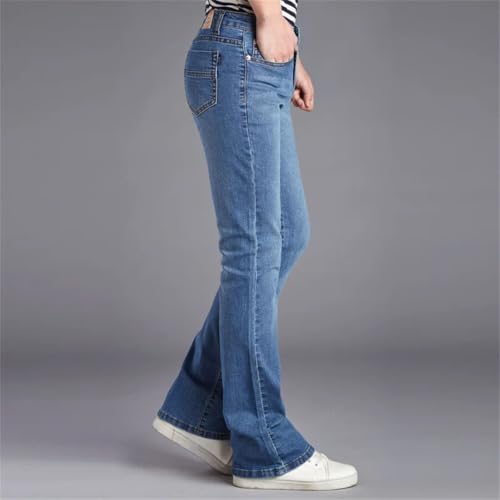 Men's Pants Bell Bottom Cargo Jeans Slim Blue Bootcut Flared Denim Jeans4