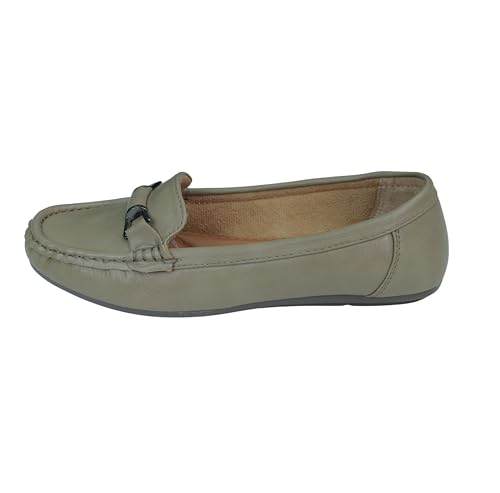 Image of Pluxh Women Olive Bellies | Metal Buckle Pull-On Ballet Flats