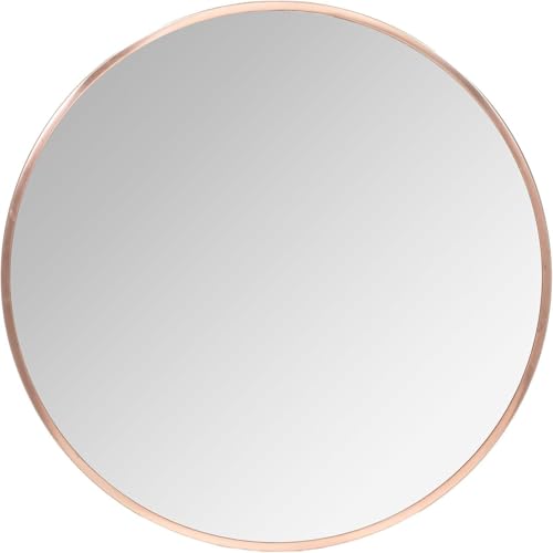 Image of Sidra Decor Metal Frame Round Wall Mirror for Home Decoration | Wall Mounted Circle Mirror for Bathroom, Living Room, Bedroom, Hallway, HD Vanity Mirror wash Basin (Rose Gold Frame 24 inch)