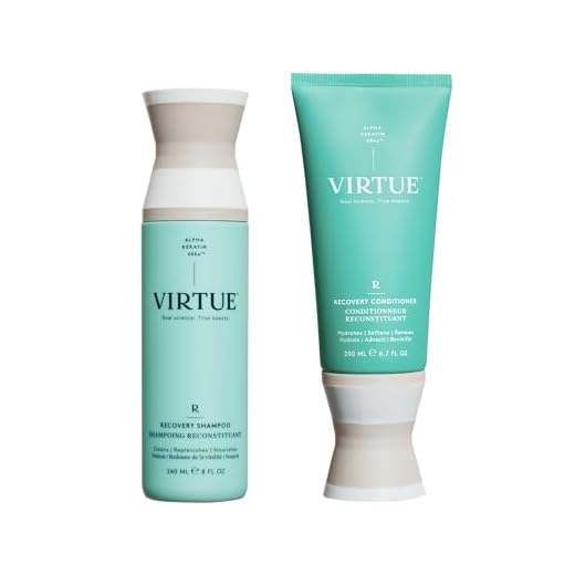 VIRTUE Recovery Shampoo & Conditioner Set | Full Size | Alpha Keratin Repairs Dry, Damaged Hair | Sulfate Free, Paraben Free, Color Safe