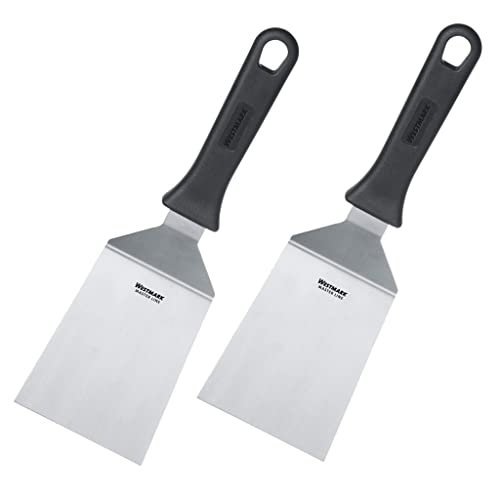 Westmark 2 Profi-Wender/Grill-Spachtel, Gewinkelt, Starr, Geschlossen, Klingenmaß: 9 x 11,5 cm, Länge: 29 cm, Rostfreier Edelstahl/Kunststoff, Master Line, Schwarz/Silber, 134422E3
