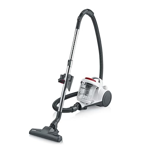 Severin Aspiradora ciclónica sin Bolsa, 850 W, 2 litros, 78 dB(A), Filtración HEPA 12, Dimensiones: 24.5 x 72 x 122 cm, Color Blanco, CY 7106