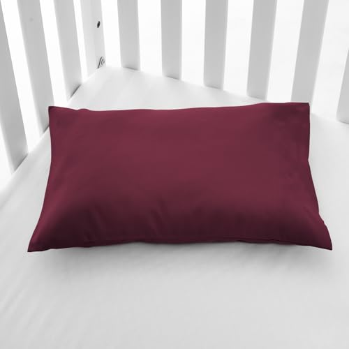 Image of EXQ Home Toddler Pillowcases Zippered 13x18 Travel Pillow Case Set of 2, Small Pillow Case Fits Baby Pillow Sized 12x16, 13x18, Kids Pillowcases 2 Pack Machine Washable (Burgundy)