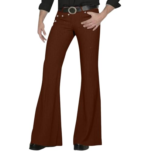 Pantalones de chándal para hombre y hombre, pantalones de ocio, retro, de pierna ancha, elásticos, cómodos, ropa de calle de rendimiento, café, M
