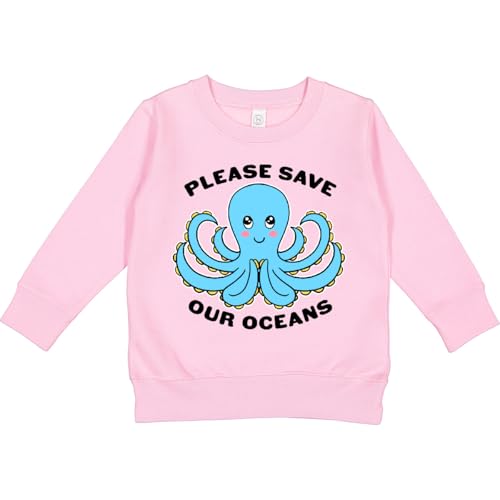 inktastic Please Save Our Oceans with Praying Cute Octopus Toddler Sweatshirt 5-6 Pink 30119