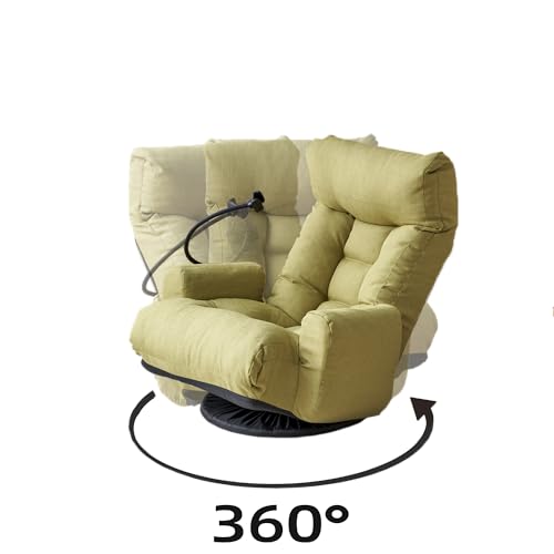 Image of Green Teddy Swivel Floor Gaming Chair - Ergonomic 5-Level Adjustable Backrest Gamer Chair with Armrest & Phone Holder, Lounge Gaming Chairs with Side Pockets for Kids & Adults