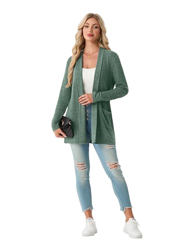 QIXING Spring WQIXING Spring Womens Cardigans Lightweight Plus Size Cardigans Loose Long with Pockets Casual Fashion — view 5