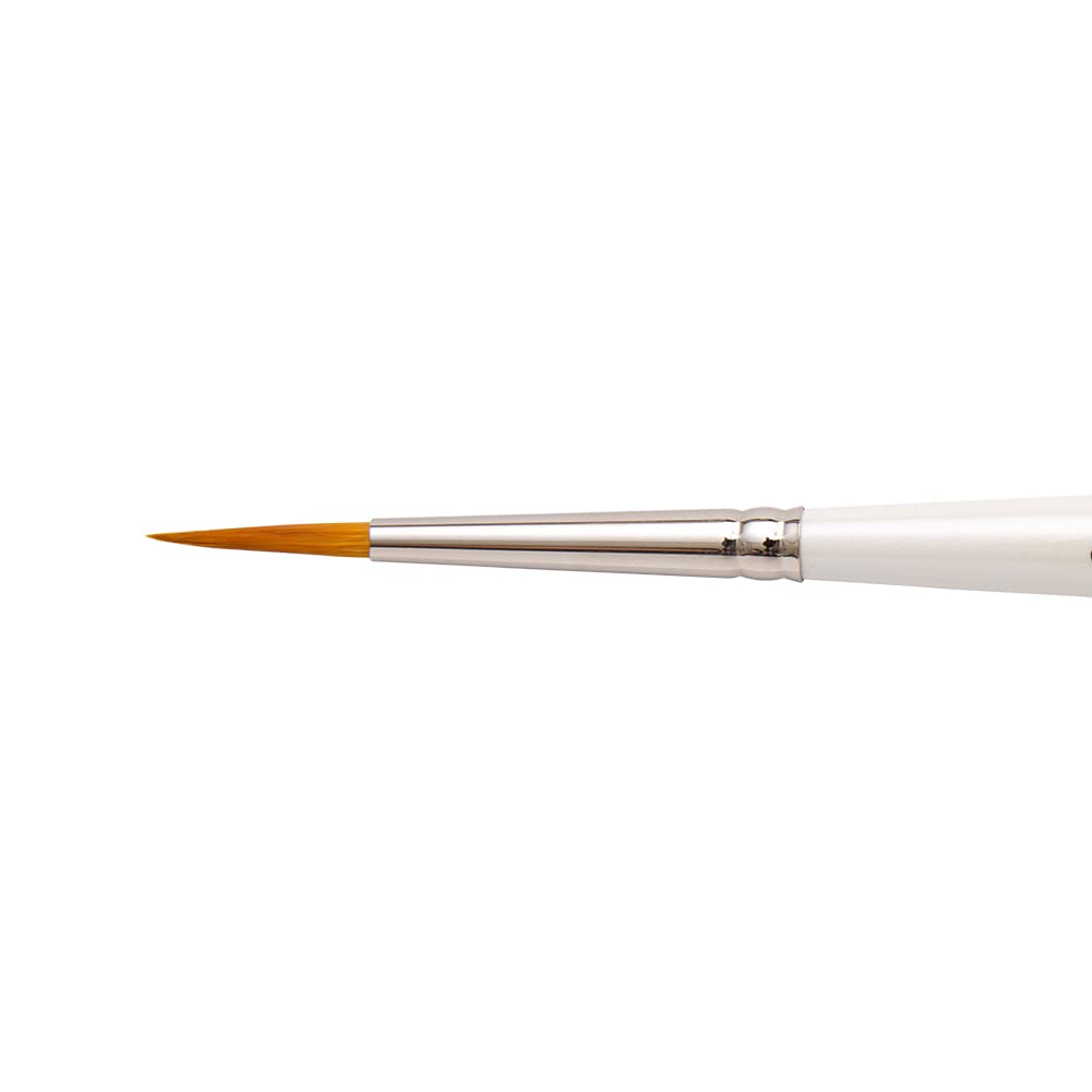 Silver Brush Limited Pearl White Silver Brush Ultra Mini Designer Round Short Handle Series 2431S Size 8, Golden Taklon Filaments, 17X1x1 Cm