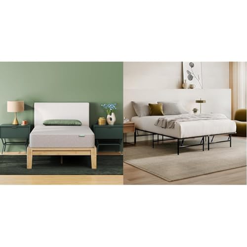 Siena 6” Queen Mattress & Foldable Metal Platform Bed Frame - Medium Firm Foam - 180 Night Mattress Trial - Premium Pressure Relieving Layers - Easy Tool Free Set Up - Holds Up to 800 Pounds