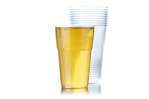 GoCoPack Beer Cups: Pack of 50 Clear Strong Plastic Beer Cups Pint Glasses - Available in: 10oz, 12oz, 20oz - 1 Pint or 22oz - Ideal for Parties, Celebrations or Events (12oz (340ml) Pack of 50)