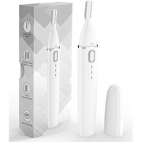 Leuxe Facial Hair Remover and Eyebrow Trimmer, Rechargeable Hair Removal Women's Electric Shaver Razor for Peach Fuzz Chin Cheek Upper Lip (White) Cover