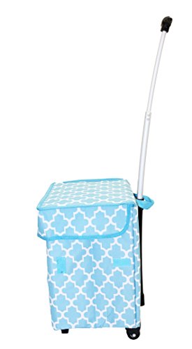 dbest products Smart Cart, Moroccan Tile Collapsible Rolling Utility Cart Basket Grocery Shopping Teacher Hobby Craft Art