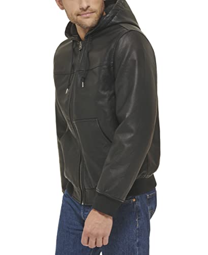 Image of Levi's Men's Buffed Cow Faux Leather Hoody Bomber