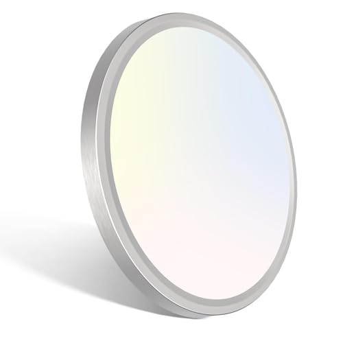 Image of libtit 7 Inch Nickel Brushed Flush Mount Ceiling Light, 15W Ceiling Light Fixture,3000K /4000K /6500K Color Selectable,Ultra-Thin Round Ceiling Lighting Fixture for Bedroom Kitchen Pantry Basement
