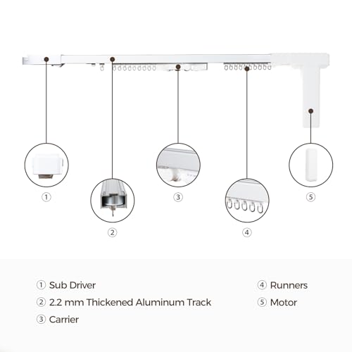 Solar-Powered Electric Curtain Track - 279" Smart Rail for Ceiling & Wall Mount, Works with Google Home & Alexa, Remote Control System - Image 7