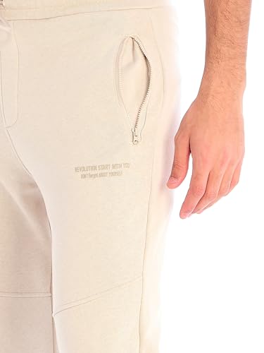 ديفاكتو بنطلون محبوك بقصة عادية للرجال من الاسفل، لون اصفر، مقاس S