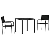 Homgoday Modernes Garten-Essset mit Poly Rattan Sitzflächen, schwarz, 2 Sitze, für Sommerabende und formelle Events Model3380036