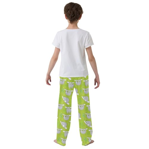 Funny Sloth on The Tree Boys Long Pants Soft Trousers Elastic Waist Kids Lounge Bottoms with Pockets S-XL3