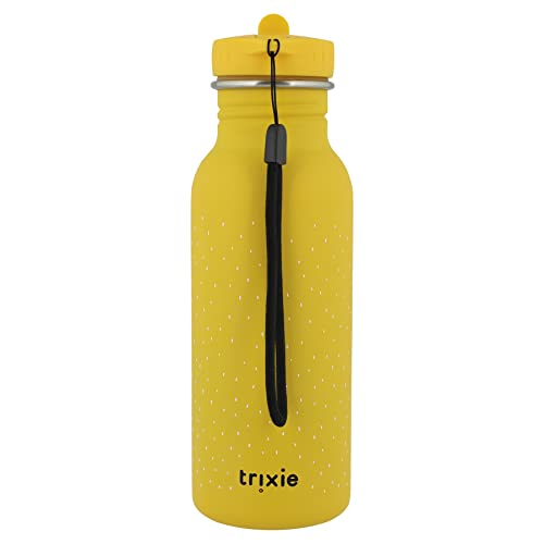 Trixie Baby Trinkflasche aus Edelstahl, 350ml/500ml, Auslaufsicher, mit Tragekordel, Schlanke Form für Kleine Hände, Bruchsicher, ab 3 Jahren (Mr. Lion, 500ml)
