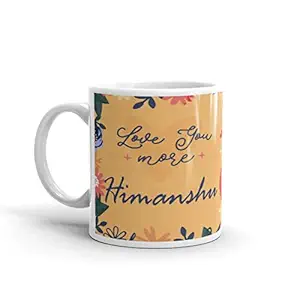 RISH Coffee Tea Mug Ceramic 350 ml | Himanshu Name Design Printed Cups