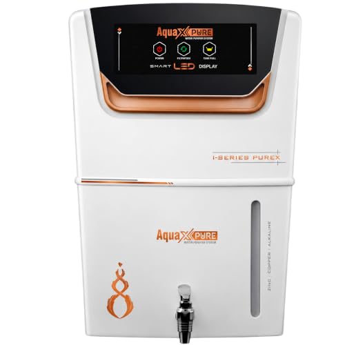 Image of Aqua X Pure Smart AI RO Water Purifier for Home | RO,UV,UF Ultra Filteration Technology | ORC CU+ZN Minerals | 12 L Tank | 20 LPH Fast Flow | Taste Enhancer | 1 Year Warranty.