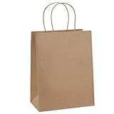 25 bolsas de regalo de papel kraft con asas, bolsas de papel for regalo, bolsas de compras for regalos de fiesta, negocios, grandes, medianas y pequeñas para Cumpleaños Dulces de boda(Brown-L)