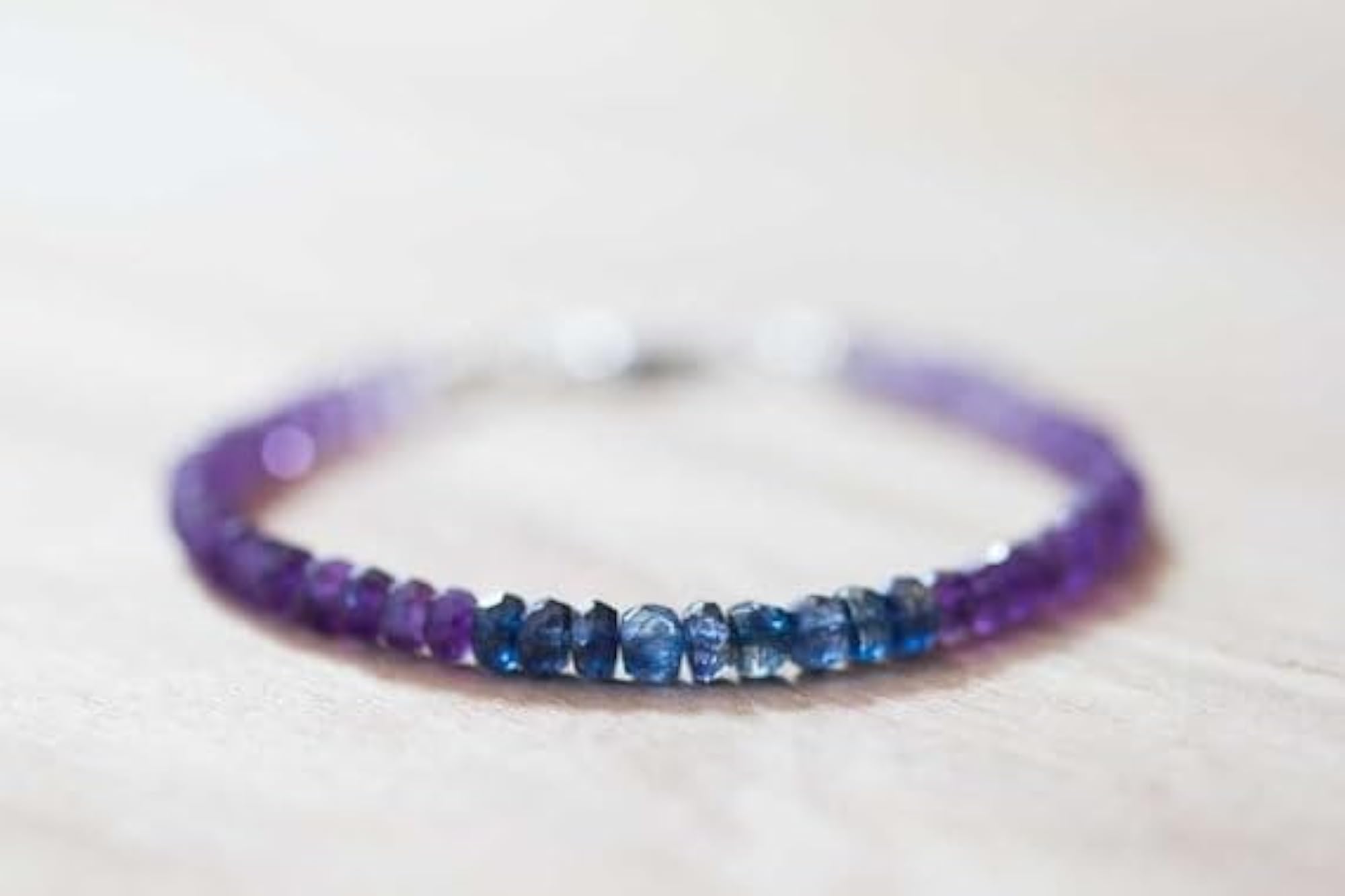 Amethyst & Kyanite 3-3.5mm Rondelle Bracelet, Unisex