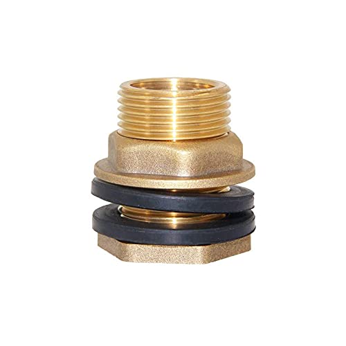 Joywayus 2PCS 1/2" NPT Female 3/4" GHT Male Soild Brass Water Tank Connector Theaded Bulkhead Fitting with 2 Rubber Ring Stablizing …