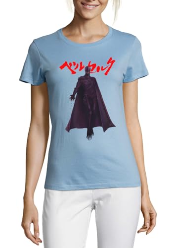 T-Shirt Anime 43 coton bleu clair femme col rond respirant