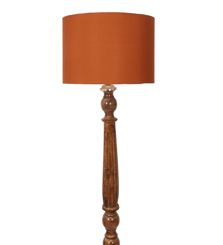 Image of tu casa Mango Wooden Floor Lamps with Choco Shade for Home Decor, Bedrooms Corner, Living Room, Gifting, Diwali Decoration, Hall, Office, Study Room (Height: - 56 inch) - Bulb not Included