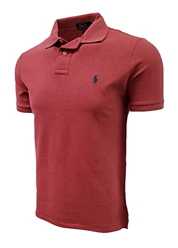 Image of POLO RALPH LAUREN Mens Custom Slim Fit Mesh Polo Shirt (XX-Large, Venetian Red Heather)