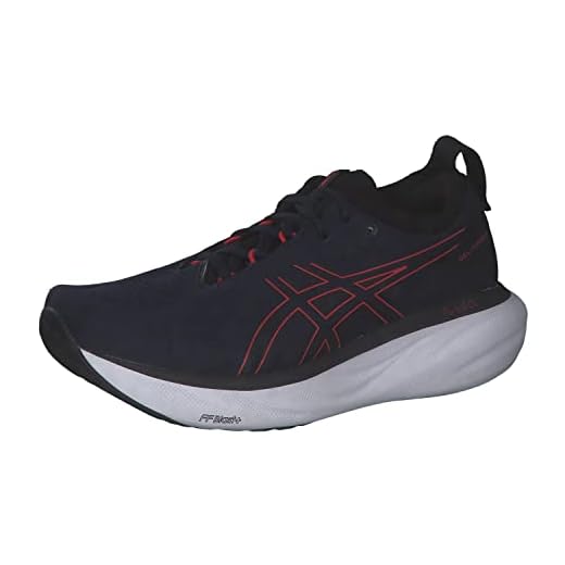 ASICS Tênis de corrida masculino Gel-Nimbus 25, Mitternacht Elektrisches Rot, 43