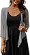 PrinStory Damen Bolero 3/4 Ärmel Leichte Strickjacke Damen Sommer Krawatte Front Shrug V-Ausschnitt Weich Oberteil (Grau,M)