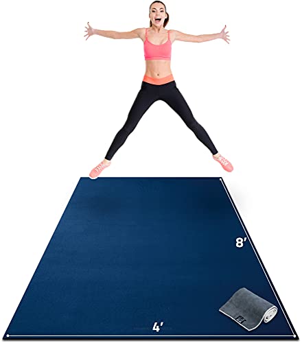 Gorilla Mats Large Exercise Mat 8 x 4 x 1/4 Ultra Durable Thick Workout Mat for Home Gym Flooring Non-Slip Flat Fitness Yoga & Weight Lifting Floor Mat Shoe Friendly