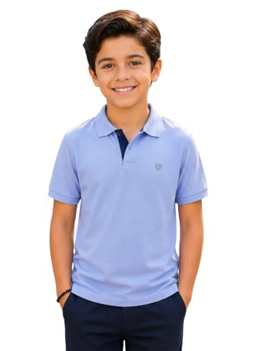 Image of Lux Cozi Boy's Polycotton Polo T-Shirt | Solid Collared Half Sleeve Tee for Kids | Soft Breathable Summer Wear | Casual Smart Polo T-Shirt | 3-14 Years