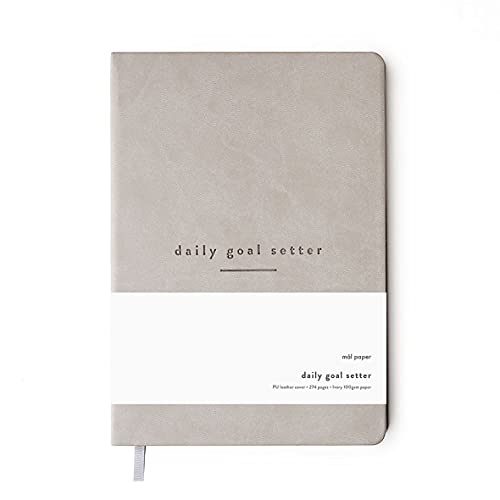 Mal Paper - Planificador diario de objetivos, color gris, 6 meses, 274 páginas sin fecha, agenda de productividad de tapa suave con afirmaciones, páginas de notas, vista semanal y mensual,