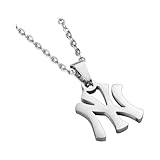 Uplift Us Marketplace Silver New York Necklace Stainless Steel Pendant Necklace Link Chain NY Pendant High Polished Finish Unisex Statement Jewelry Gift Idea (Silver)