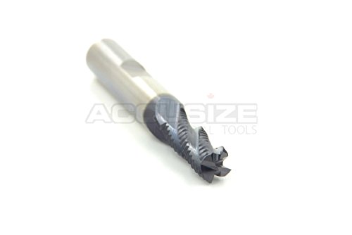 Image of Accusize Industrial Tools 5 /16'' Fine Tooth M42 8% Cobalt Tialn Roughing End Mill, 3 /8'' Shk Dia, 3 /4'' Flute Length, 2-1 /2'' Oal, 4 Flute, 1104-0516 | Fine Tooth, M42 8% Cobalt, TiAlN Coated, 2-1 /2 inch OAL, Single End, Center Cutting