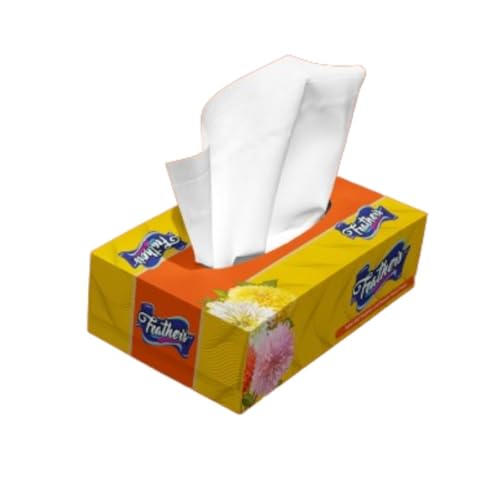 Image of Feather's Facial Dry Tissue Super Soft & Super Absorbent Paper 2 Ply Pure Tree Pulp Made of Virgin Paper Biodegradable Face Tissue Wipes with 100 Pulls (Pack of 1, Random Color Box)