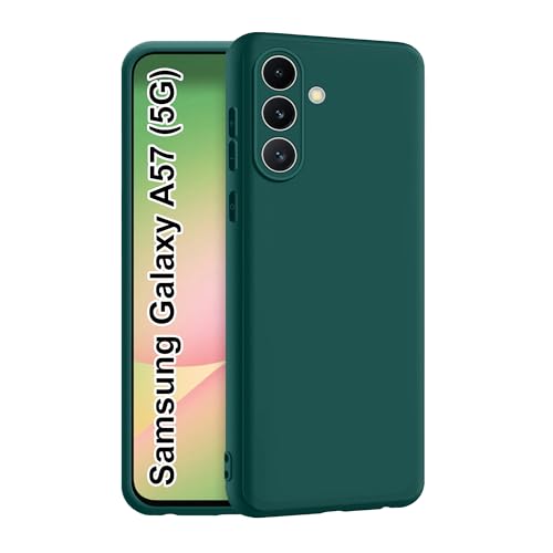Image of CEDO Back Cover for Samsung Galaxy A57 (5G) | Camera Bump Protection & Inner Velvet Fabric Lining | Ultra Slim Matte Soft Rubberised Case Cover (Green)
