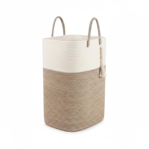 Anicoliryn 80L Tall Woven Laundry Hamper – Large Foldable Storage Basket with Handles for Clothes, Blankets, Toys, Bathroom, Living Room, Nursery Decor