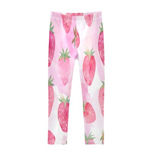 Bolaz Toddler Girls Leggings Printed Yoga Pants Leggings Strawberry Pink for Kids