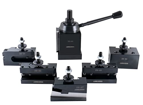 Accusize Industrial Tools Ca Style Professional Wedge Type Quick Change Tool Post Set with 6 Pcs Tool Post Holders, for 14-20'' Swing, 0251-0444