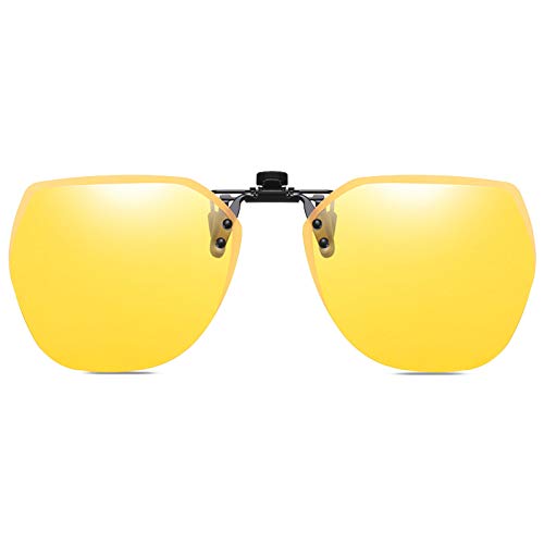 FF FRAZALA Polarized Extra Large Clip-on Sunglasses Anti-Glare UV Protection for Prescription Glasses (Yellow for Night Vision)