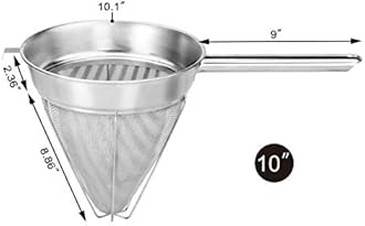 New Star Foodservice 38057 Stainless Steel Reinforced Bouillon Strainer, 10-Inch