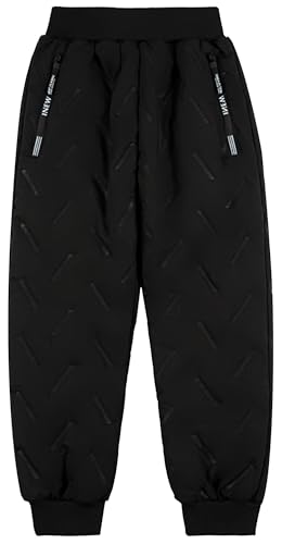 KEOYA Boys Girls Snow Ski Pants Kids Winter Overalls Waterproof Windproof Warm Pants Black X-Large 9-10 Years